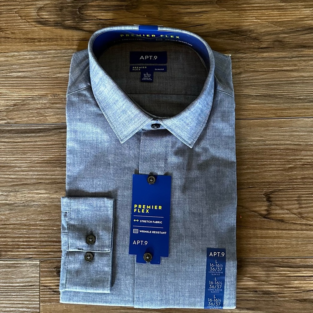 Apt. 9 Blue Dress Shirt with Classic Point Collar